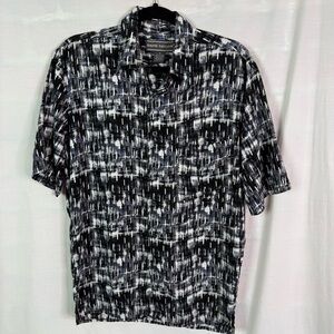 David Taylor Vintage Abstract Black and White Button Up Shirt Med